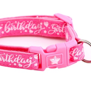 Birthday Cat Collar - Birthday Girl on Bright Pink - Safety Breakaway - Kitten or Large Size B19D231