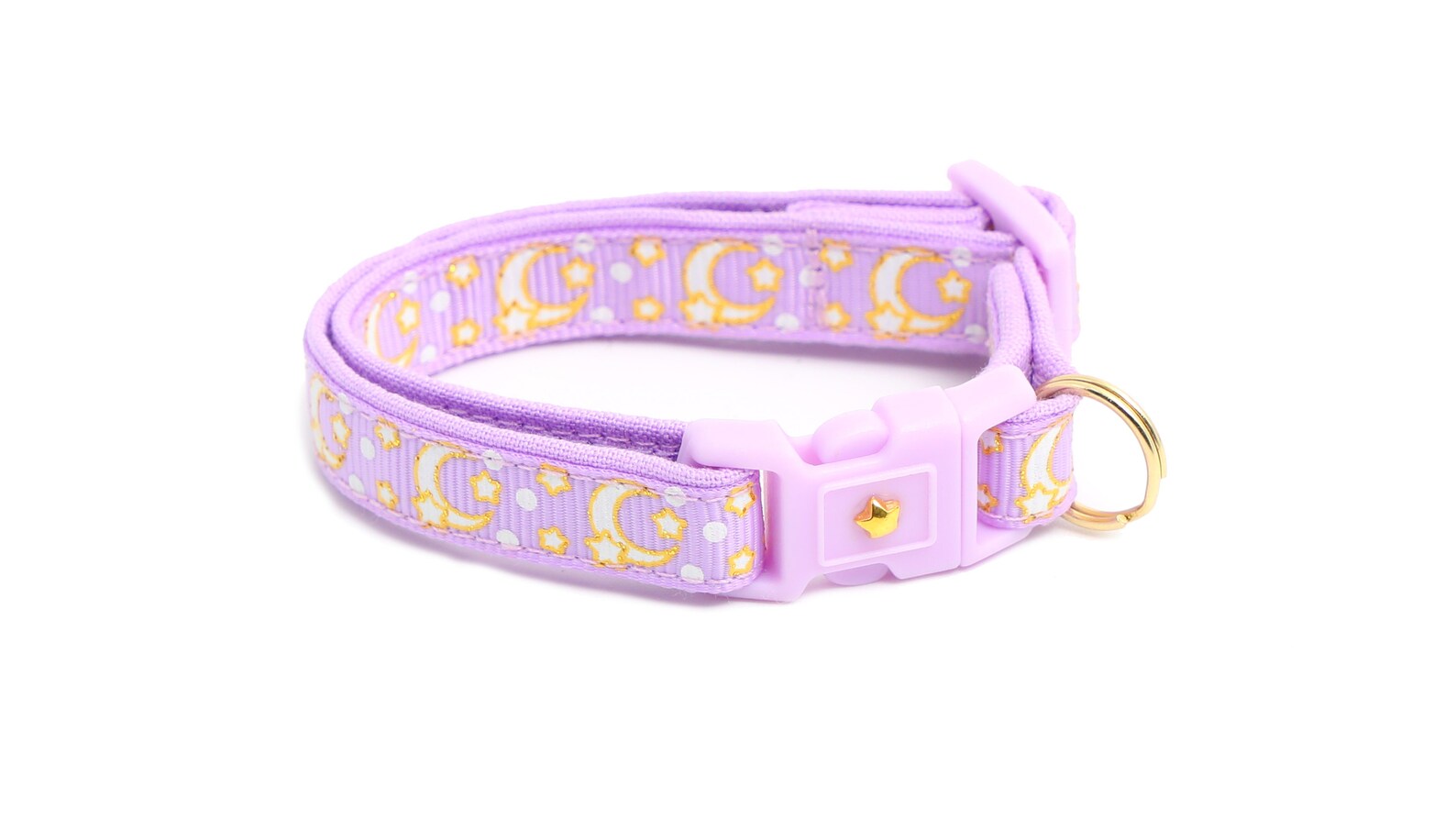 Moon Cat Collar Gold Moons and Stars on Pastel Purple Etsy