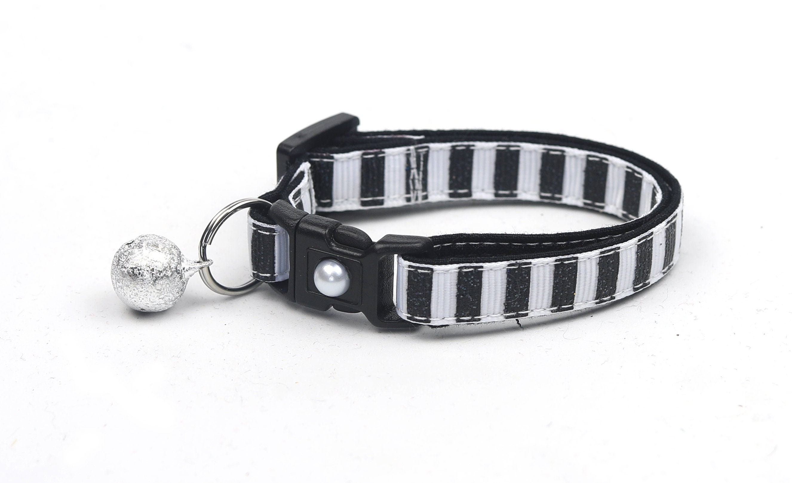 Black Glitter Cat Collar Bold Black Glitter Stripes on White Etsy