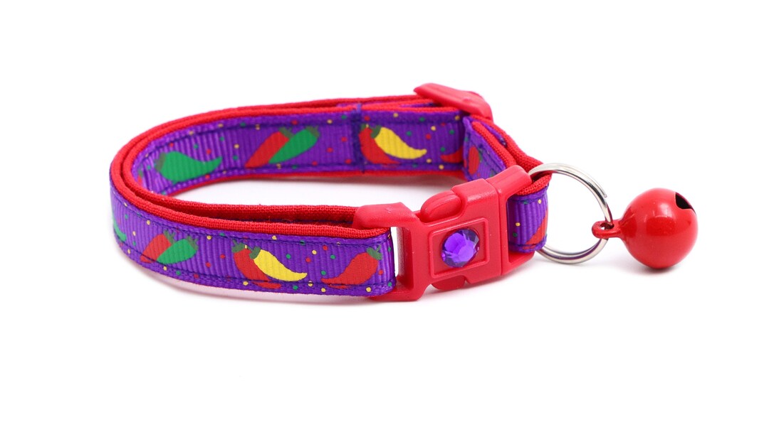 Pepper Cat Collar Spicy Peppers on Purple Breakaway Safety Etsy