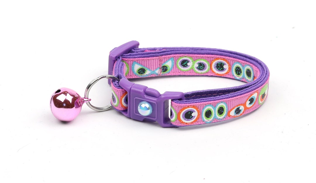 Halloween Cat Collar Scary Eyes on Pink Breakaway Cat Etsy