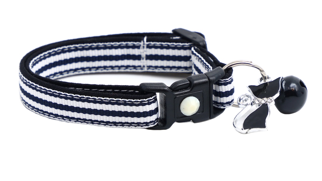 Striped Cat Collar Horizontal Black and White Stripes Etsy