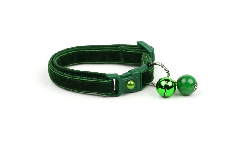 Soft Velvet Cat Collar Emerald Green Safety Breakaway Etsy