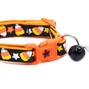 Halloween Cat Collar - Candy Corn On Black - Breakaway Safety - B106D281