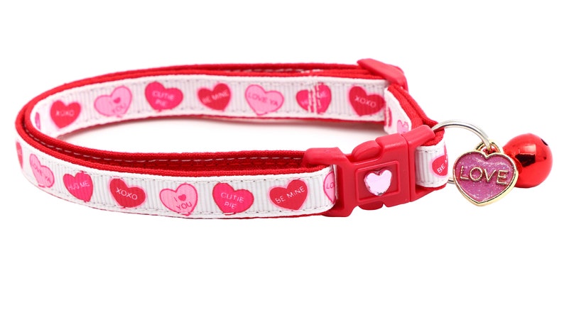 Valentines Day Cat Collar Red Conversation Hearts Breakaway Safety B84D226 image 5