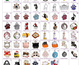 Collar Charms - Cat & Paw Charms  - Extra Charms for Cat Collars - Bling - Jewelry
