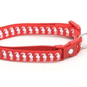 Tropical Cat Collar Sea Horses on Red Kitten or Large Size Nautical B69D130 image 5