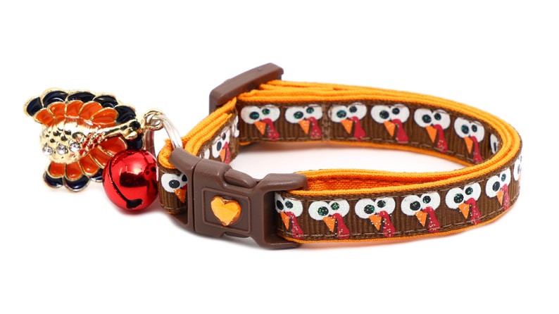 Thanksgiving Cat Collar Googly Eye Turkeys Breakaway Safety B105D270 Both Charm and Bell