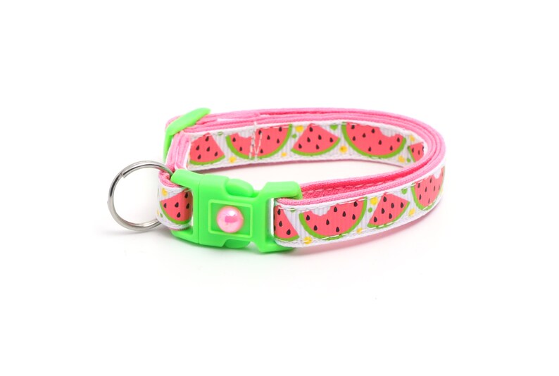 Summer Cat Collar Sweet Pink Watermelon on White Breakaway Safety B32D20 None