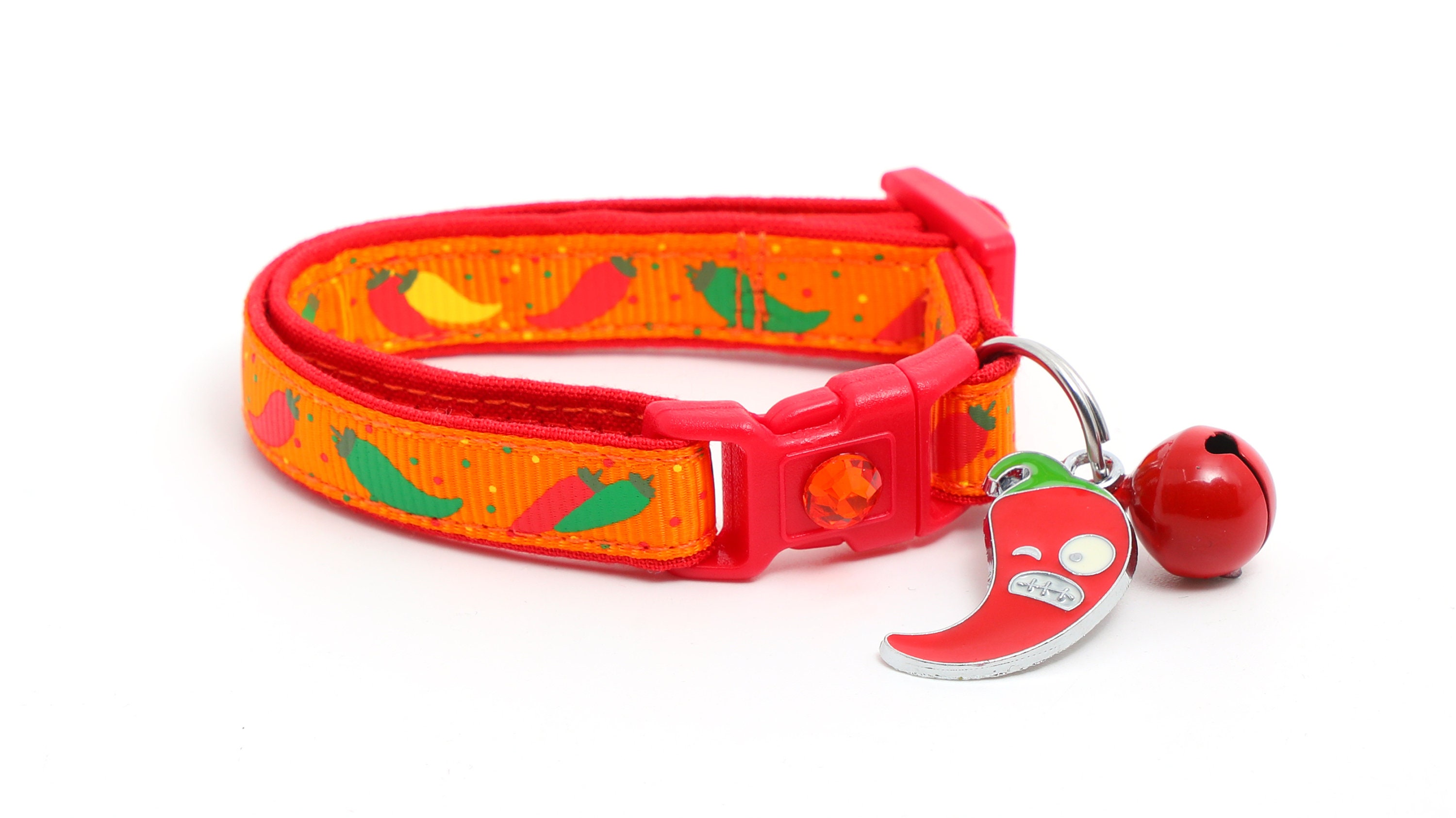 Pepper Cat Collar Spicy Peppers on Orange Small Cat / Etsy