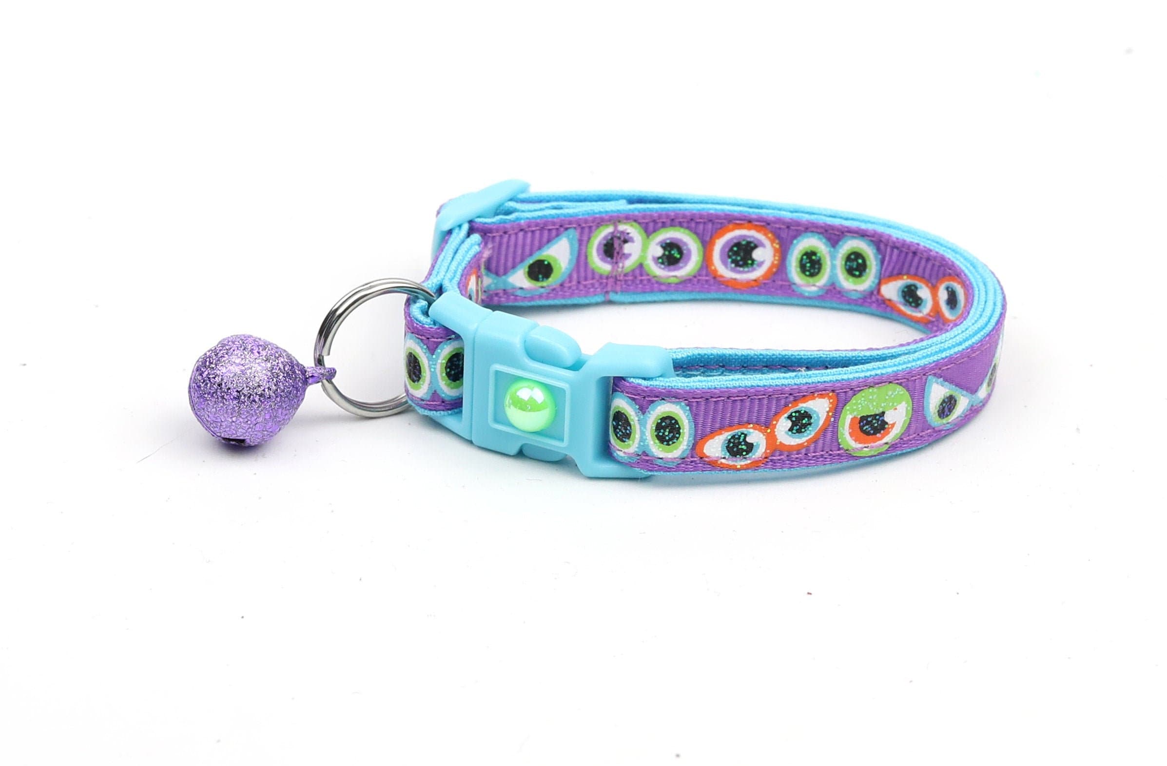Halloween Cat Collar Scary Eyes on Purple Breakaway Cat Collar