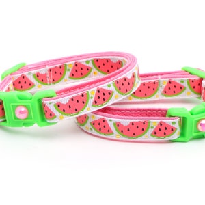 Summer Cat Collar Sweet Pink Watermelon on White Breakaway Safety B32D20 image 3