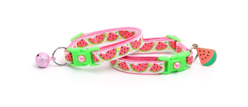 Summer Cat Collar Sweet Pink Watermelon on White Breakaway Safety B32D20 image 3