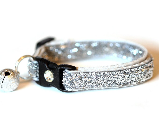 Glitter Cat Collar Sparkling Silver Kitten / Small Cat Etsy