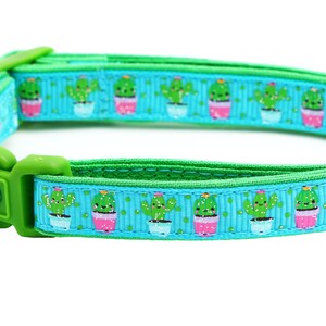 Cactus Cat Collar Cute but Prickly on Blue Breakaway Safety B28D126 image 4