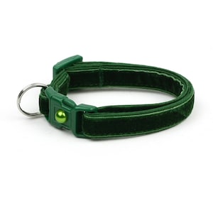 Soft Velvet Cat Collar - Emerald Green - Safety Breakaway - Kitten or Large Size B117D195 None