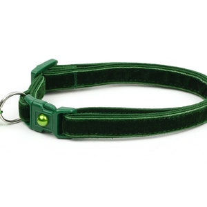 Soft Velvet Cat Collar - Emerald Green - Safety Breakaway - Kitten or Large Size B117D195 image 3