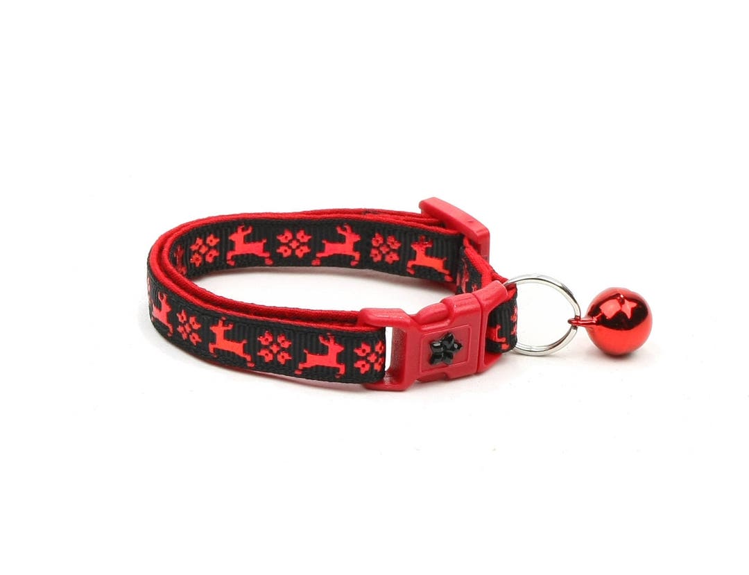 Christmas Cat Collar Fair Isle Reindeer on Black Small Cat Etsy