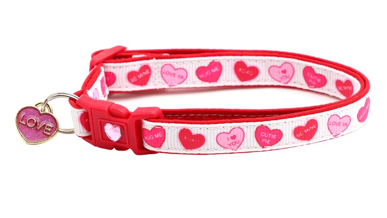 Valentines Day Cat Collar Red Conversation Hearts Breakaway Safety B84D226 image 6