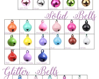 Cat Bells - Standard Round Jingle Bells - Cat Collar Bells - Glitter, Shiny, and Solid