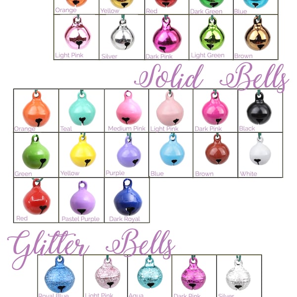 Cat Bells - Standard Round Jingle Bells - Cat Collar Bells - Glitter, Shiny, and Solid