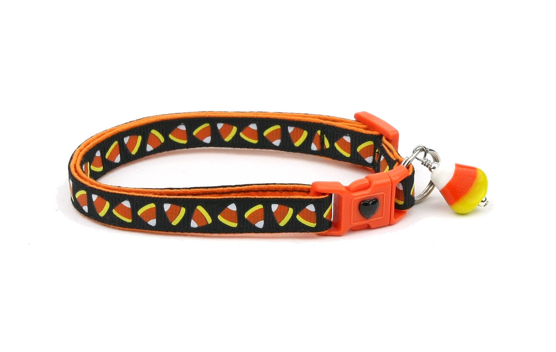 Halloween Cat Collar Candy Corn on Black Kitten or Large Size