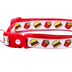 Cheeseburger Cat Collar Burgers and Fries on White Breakaway Safety B23D273 image 5