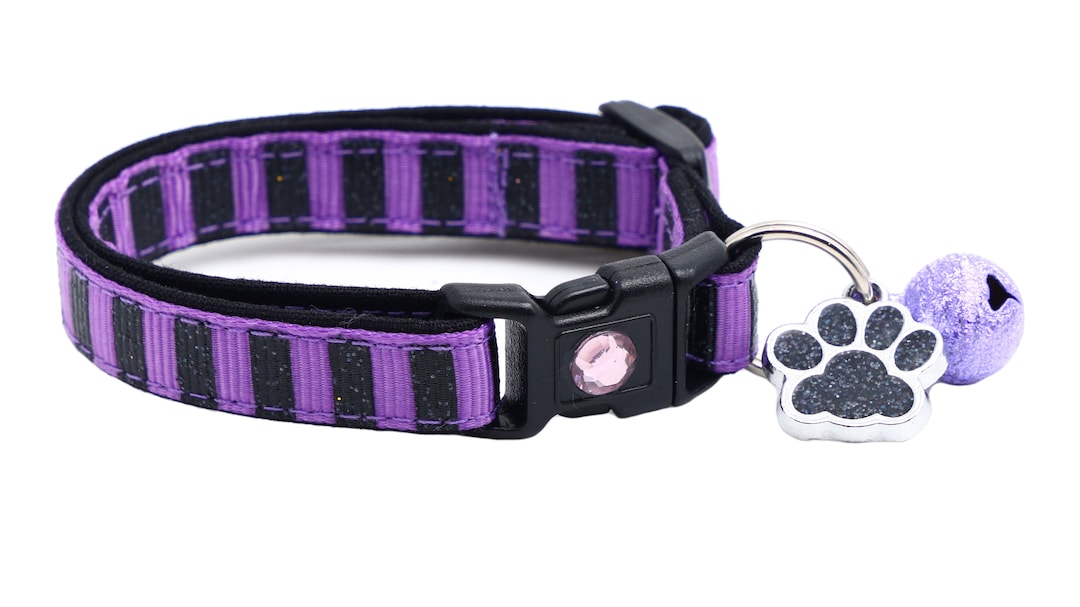Black Glitter Cat Collar Bold Black Glitter Stripes on Etsy