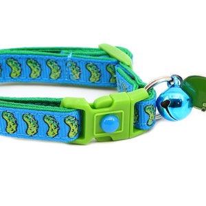 Pickle Cat Collar - Pickles on Blue 2 - Small Cat / Kitten Size or Large Size B136D56