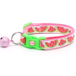 Summer Cat Collar Sweet Pink Watermelon on White Breakaway Safety B32D20 Jingle Bell