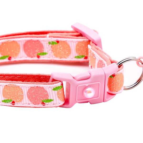 Peach Cat Collar - Peaches on Pink - Breakaway Safety - B176D269