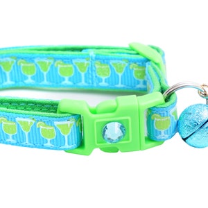 Margarita Cat Collar - Margaritas on Tropical Blue - Breakaway Safety - B16D290