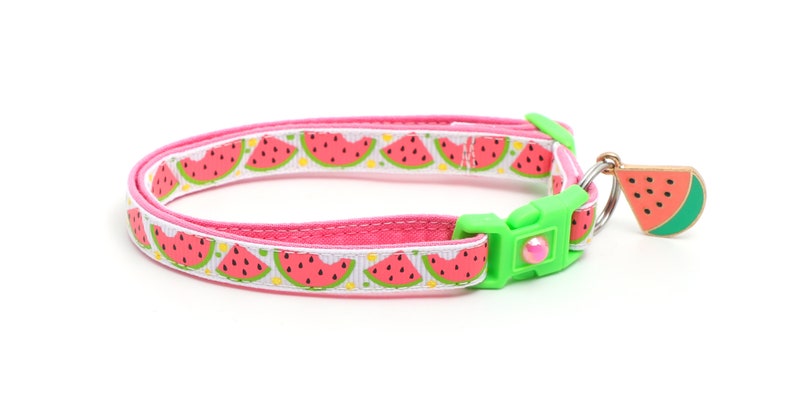 Summer Cat Collar Sweet Pink Watermelon on White Breakaway Safety B32D20 image 5