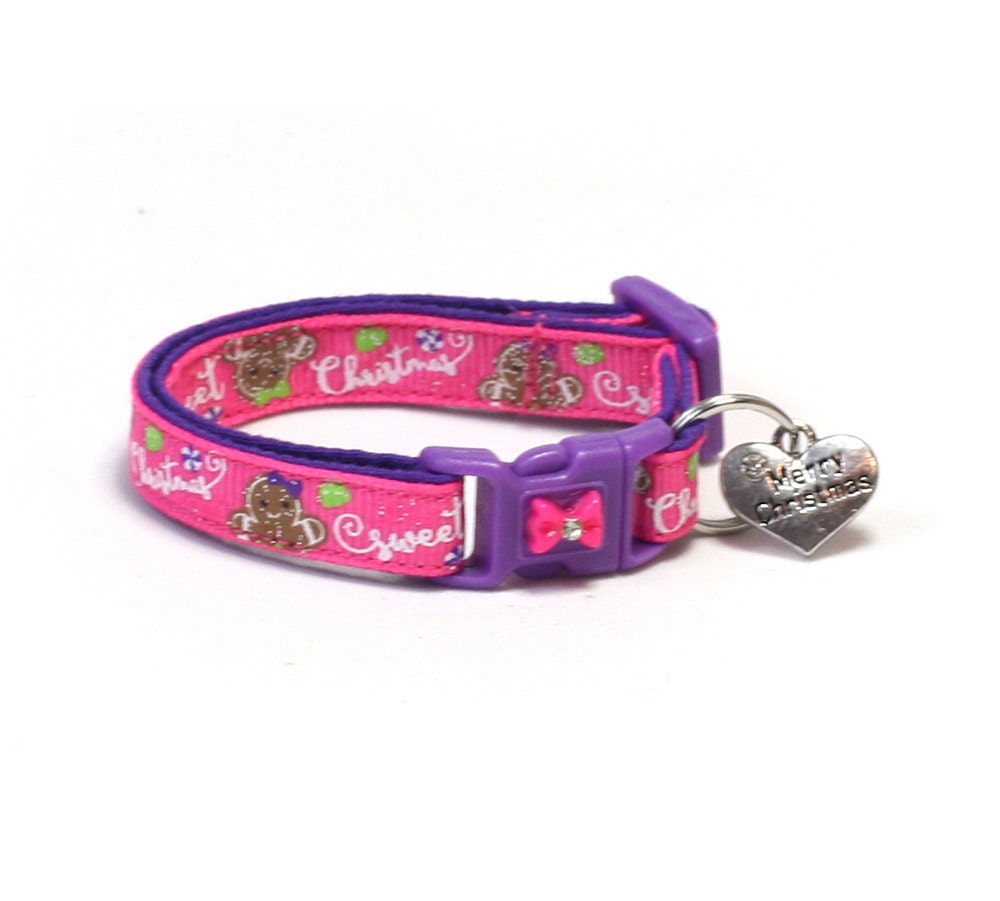 Christmas Cat Collar - Sweet Christmas on Pink - Kitten or ...
