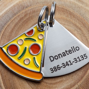 Engraved Pizza Pet ID Tag Personalized for You Cat or Dog