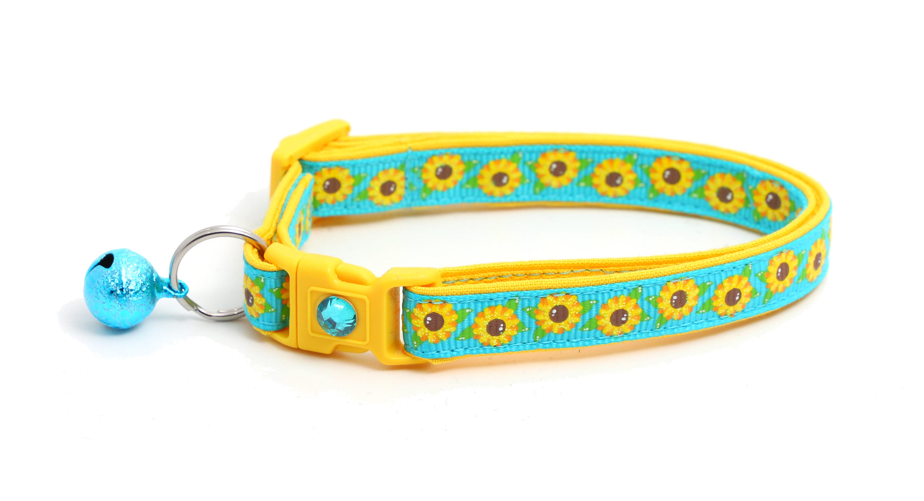 Sunflower Cat Collar Summer Sunflowers on Sky Blue Small Etsy