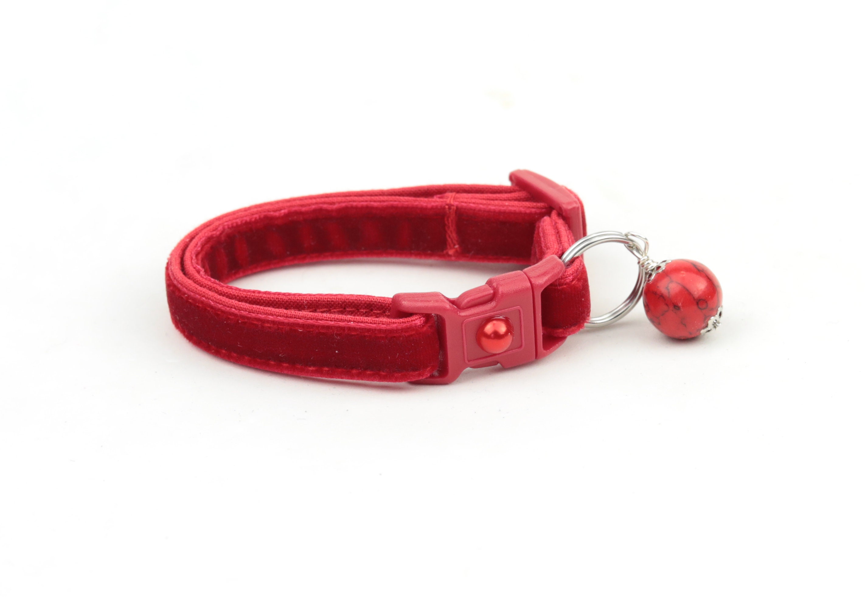 Soft Velvet Cat Collar Classic Red Kitten or Large Size B39D182