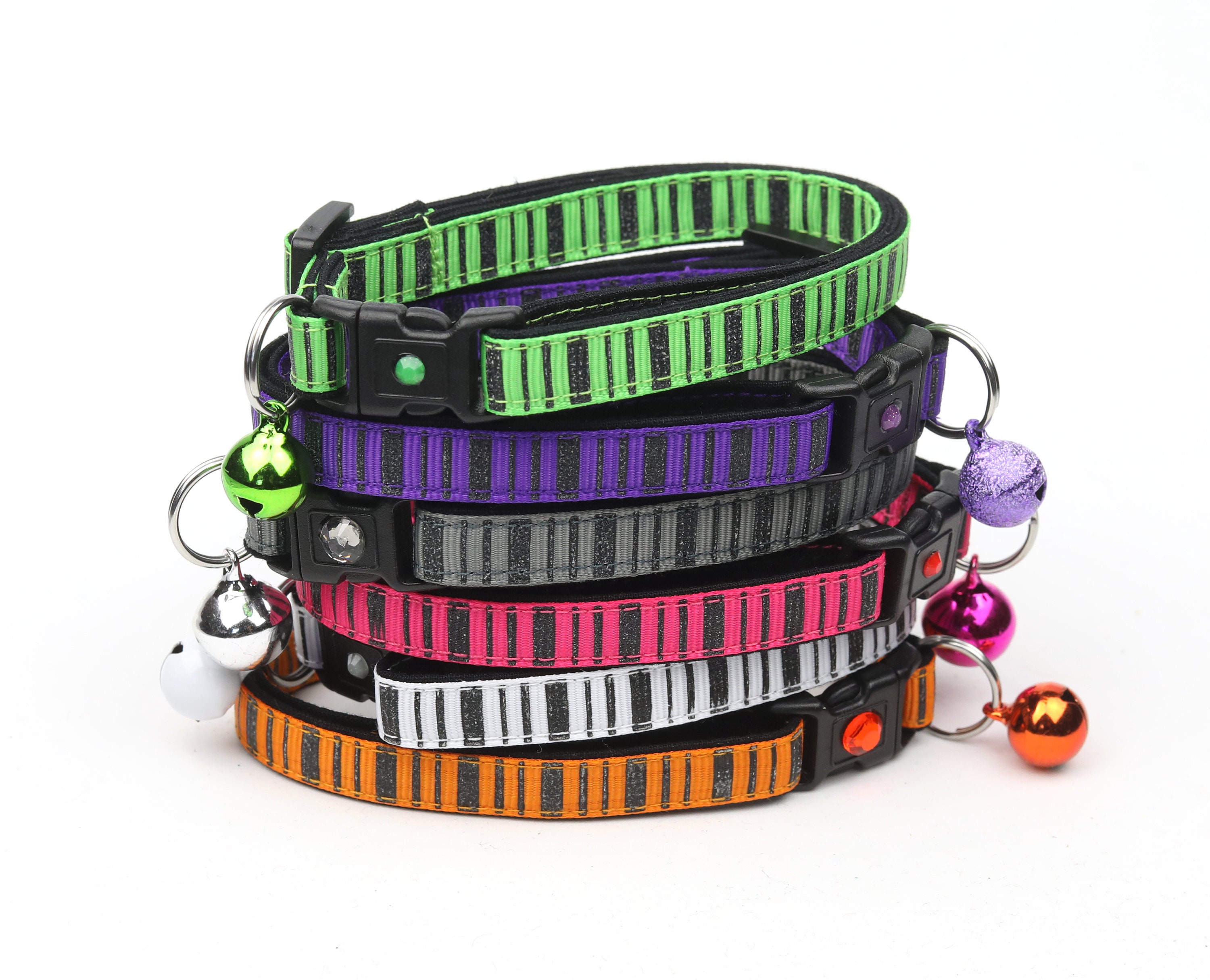 Beautiful view of Colored Cat Collars Peppermint Stripes