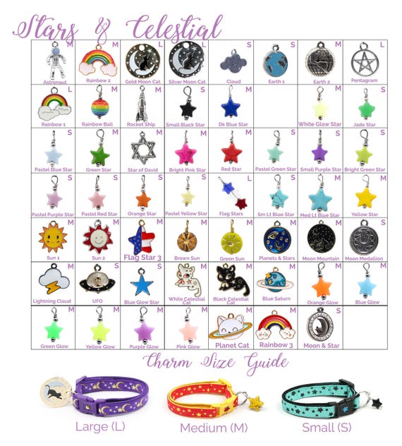 Collar Charms - Stars, Celestial, & Weather Charms  - Extra Charms for Cat Collars - Bling - Jewelry