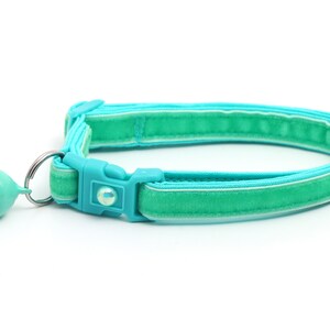 Soft Velvet Cat Collar Aqua Turquoise Blue Green Kitten or Large Size B9D222 image 4