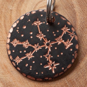 Virgo Constellation Custom Pet Tag 1 Copper Dog ID Tag Hand Stamped Cat ID Tag Astrology ID Tag Stars Constellation Tag image 3