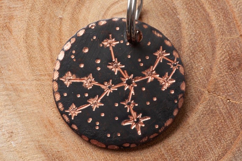 Virgo Constellation Custom Pet Tag 1 Copper Dog ID Tag Hand Stamped Cat ID Tag Astrology ID Tag Stars Constellation Tag image 3