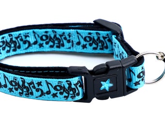 Collare per gatti musicale - Note musicali su blu - Collare per gatti Breakaway B006D161