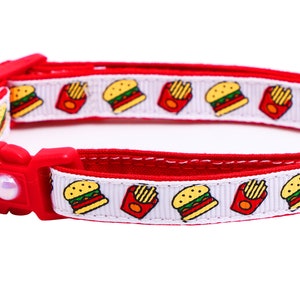 Cheeseburger Cat Collar Burgers and Fries on White Breakaway Safety B23D273 image 3