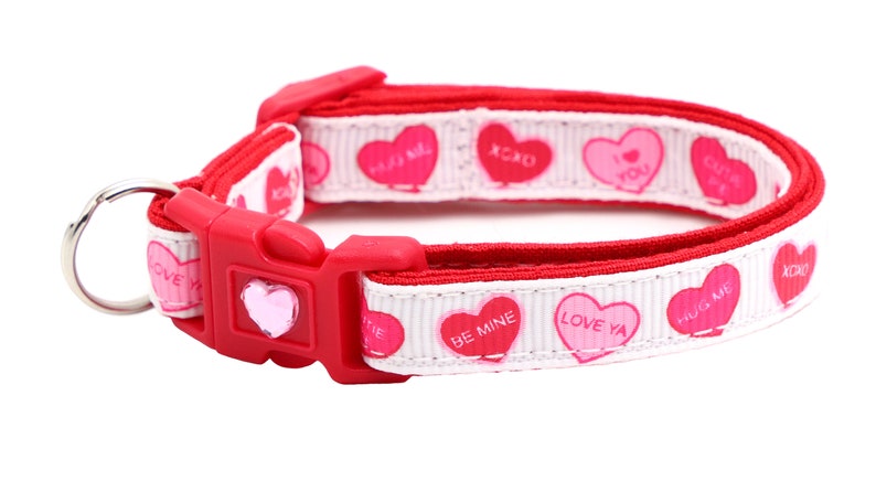 Valentines Day Cat Collar Red Conversation Hearts Breakaway Safety B84D226 None