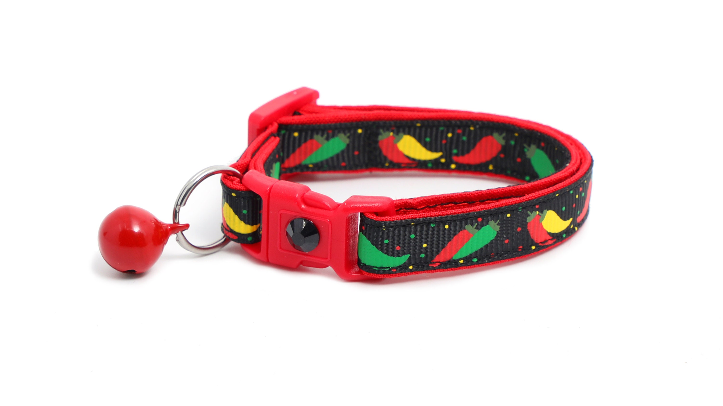 Pepper Cat Collar Spicy Peppers on Black Small Cat / Etsy