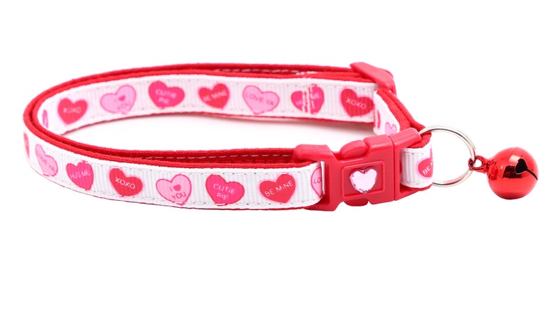 Valentines Day Cat Collar Red Conversation Hearts Breakaway Safety B84D226 image 3