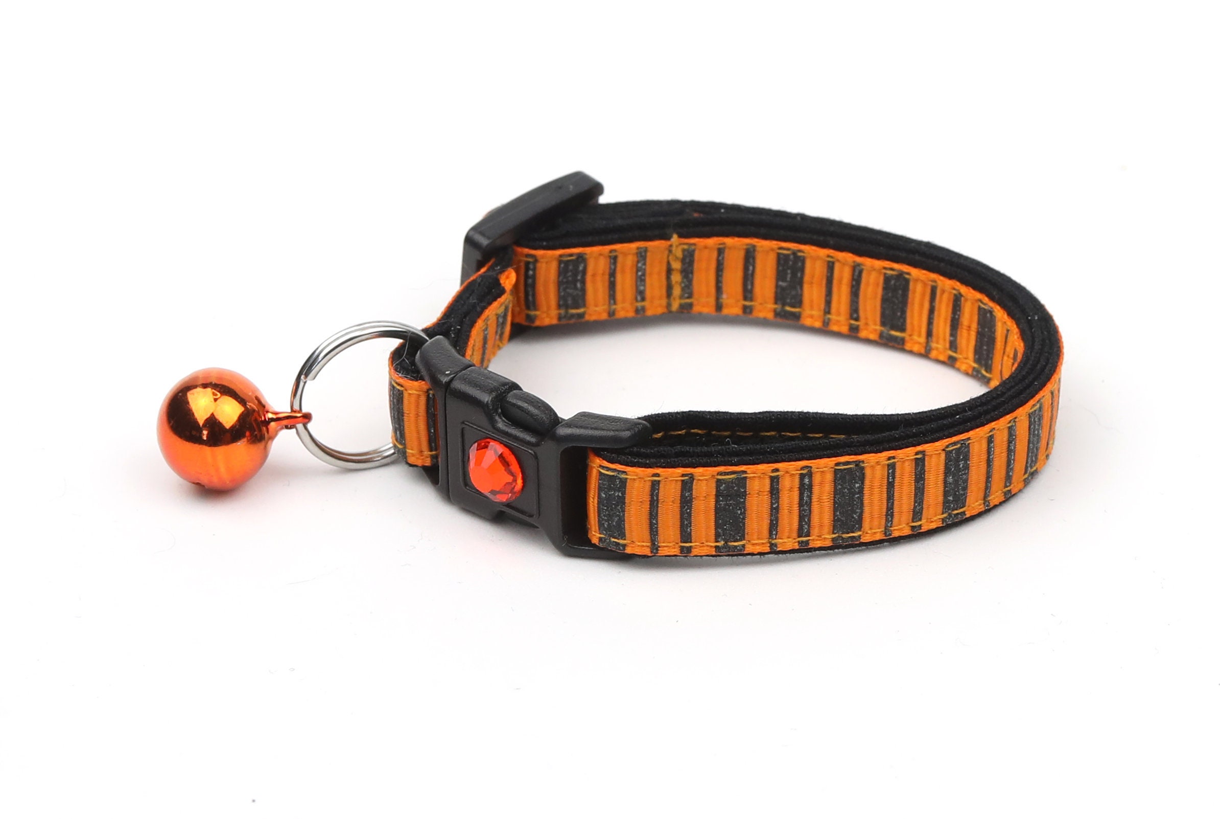 Striped Cat Collar Spooky Stripes on Orange Kitten or | Etsy - Colored Cat Collars Peppermint Stripes