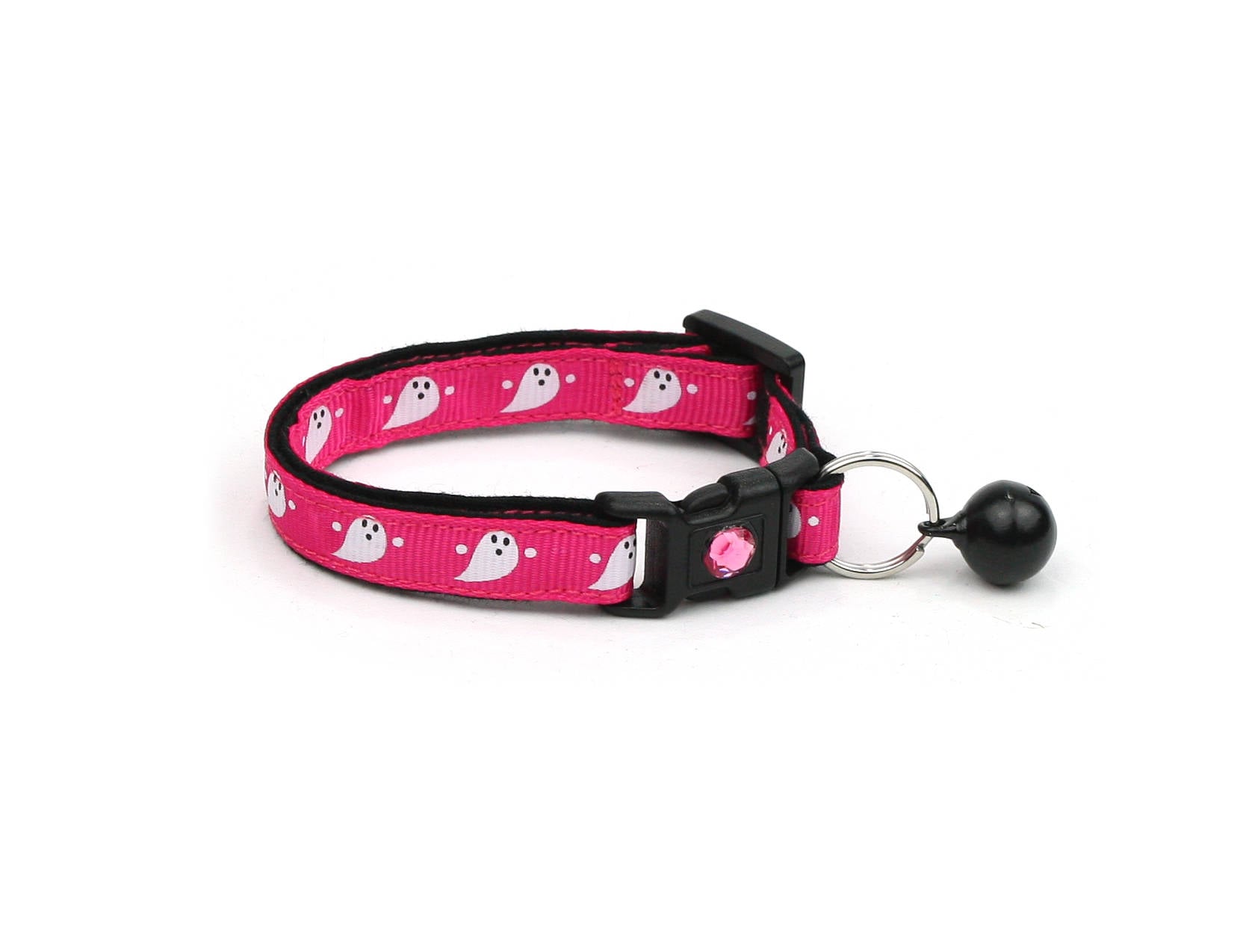 Halloween Cat Collar Cute Ghosts on Pink Breakaway Cat Collar