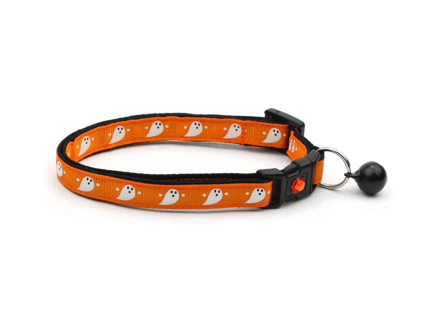 Halloween Cat Collar Cute Ghosts on Orange Breakaway Cat Collar